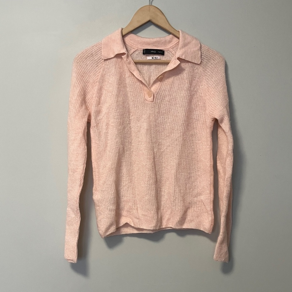 Mango Pink Knit Wool Blend Sweater